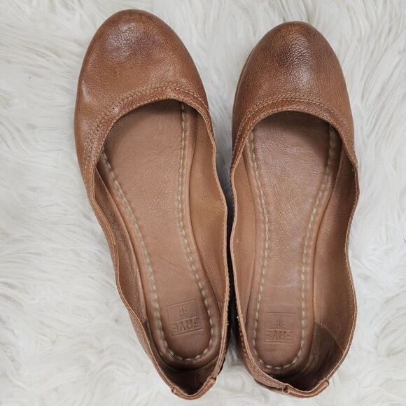 Frye Carson Ballerina Flat, Cognac Leather Women’s Size 6M - Picture 1 of 9